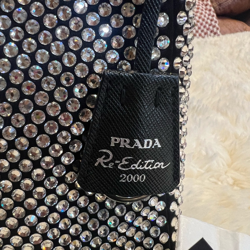 Authentic Prada Black Satin Crystal Re-Edition 2000 Mini Bag - Picture 4 of 11